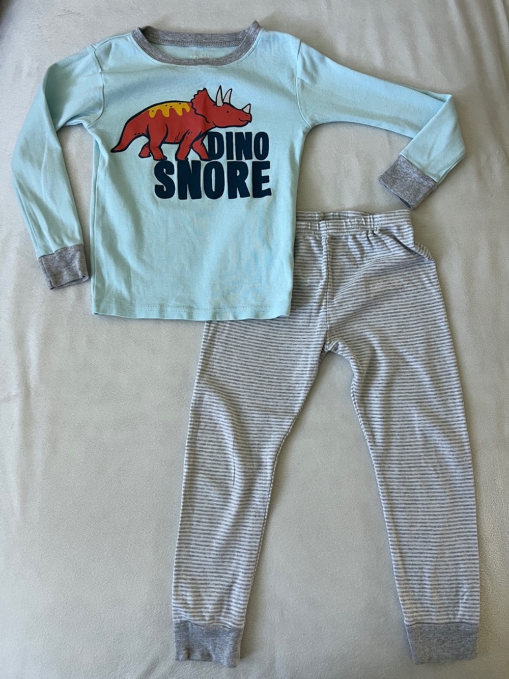 Carter's Light Blue Dino Snore Pajama Set with Red Dino